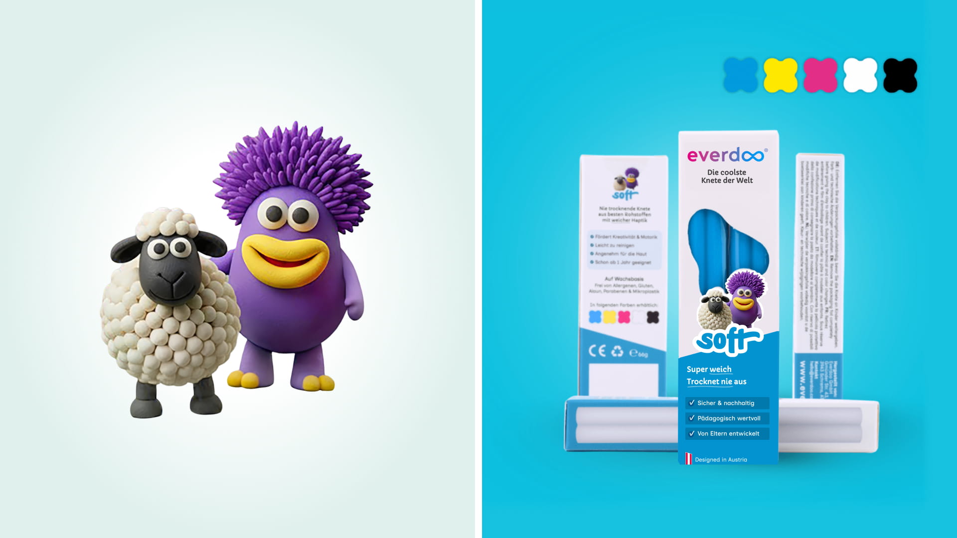 Verpackung und Maskottchen von Everdoo Soft